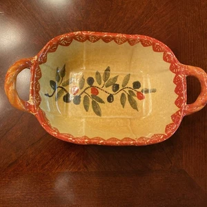Italica Ars Hand-Painted Olive Motif Italian Baking Casserole w/Handles - Picture 1 of 5