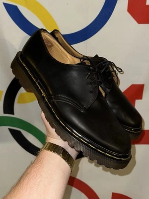 Vintage Doc Martens 1461 Leather Shoes 10 Made In England Oxford Black - Image 1 of 4