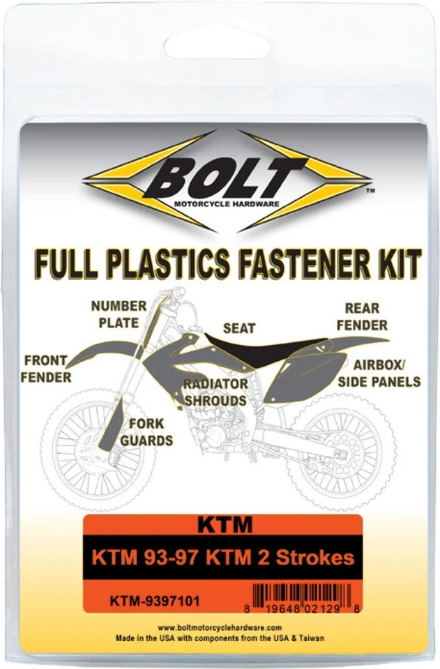 Kit de sujetador de trabajo de cuerpo completo Bolt KTM-9397101 94-97 KTM 400 XCR-W Foto 1 de 1