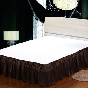 Lilysilk 19 Momme 100% Pure Silk Bed Skirt, Chocolate, King - Picture 1 of 4