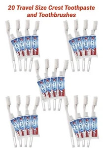Lote de 20 cepillos de dientes y pasta de dientes protección contra la cavidad de la cresta de 0,85 oz tamaño de viaje a granel - Imagen 1 de 3