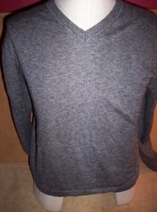 Toscano L Speckled Gray Sweater Made in Italy Merino Wool Blend V Neck  - Picture 1 of 4