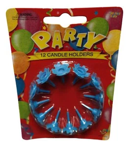 12 Blue Party Candle Holders - Picture 1 of 3