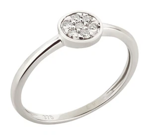 Damenring 375 Gold Weißgold 0,1ct Diamanten Brillant-Ring Verlobungsring Solitär - Bild 1 von 2