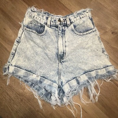 American Apparel Womens Sz 27 Acid Wash Hi Rise Denim Jean Shorts Indie Sleaze - Image 1 of 4
