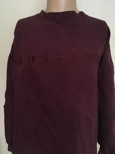 FELPA SPELLOUT BOSS vintage anni 90 ricamata bordeaux XXL hip hop - Foto 1 di 12