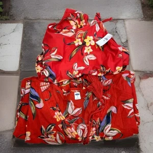 Old Navy Women’s One Piece Red Floral Swimsuit And Cover Up Set Size XS Tall NWT - Picture 1 of 9