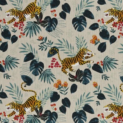 Dekostoff, Emma, Bedruckte Leinenoptik, Tiger, 140 cm - Bild 1 von 2