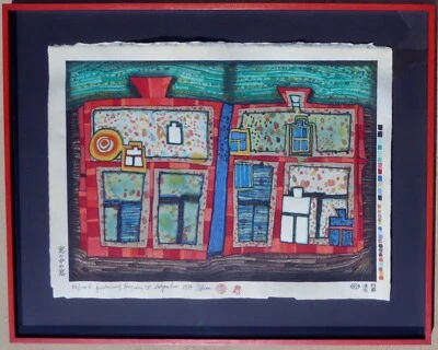 Friedensreich Hundertwasser 2 to 13 Windows Afloat Hand signed woodcut Regentag - Image 1 of 4