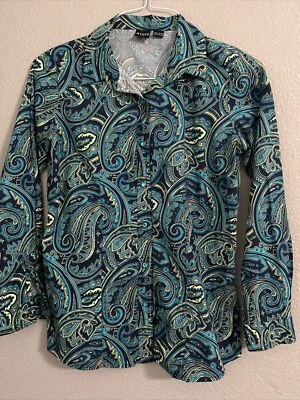 Camisa niña cruel. Broches de presión turquesa/azul marino/limón cachemir y perla. Talla XXL Juvenil Foto 1 de 4