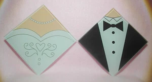 Bride and Groom - Square Glass Coasters - 1 of each per pack. - Picture 1 of 4