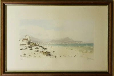 Joanny Drevet, Original Farbradierung, Nizza Nice La baie des anges 1935 - Bild 1 von 4