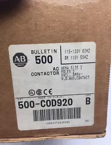 500-C0D920 Nuevo Contactor Allen Bradley 500-COD920 CANTIDAD - Imagen 1 de 10