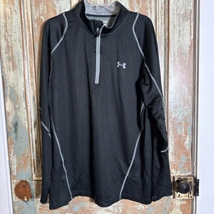 Under Armour Sweater Mens 2XL Black Cold Gear 1/4 Zip Fitted Long Sleeve. - Picture 1 of 12
