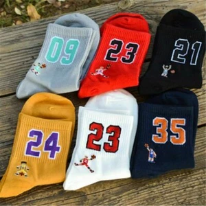 Unisex Socks Basketball Skateboard Men's Lucky Number 09/21/23/24/35 For 22-27cm - Picture 1 of 18