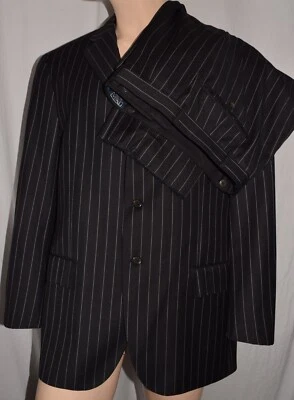 Traje Polo Ralph Lauren 44R Pantalón 36Wx30L Rayas Carbón 2 Piezas Italia Etiqueta Azul Foto 1 de 4
