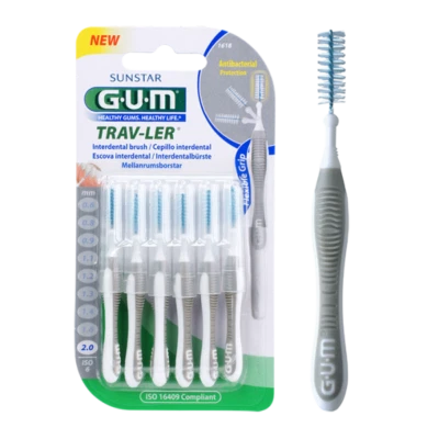 Gum-Trav-ler-Interdentalbuersten- 2,0 mm grau Kerze zylindrisch