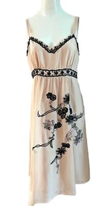 Diana Ferrari Size 12 Dress Nude Beige Pink Black Sequin Floral Feature Cocktail - Picture 1 of 14