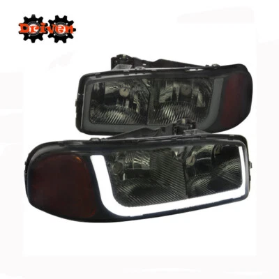99-07 GMC Sierra Yukon SUV Camión Lente Ahumada Faros Blanco Tubo LED DRL Foto 1 de 4