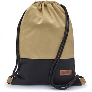Leon By Bers Premium Turnbeutel Rucksack 35x45cm "BEIGESCHWARZSTOFF" - Bild 1 von 6