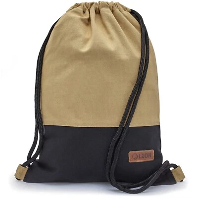 Leon By Bers Premium Turnbeutel Rucksack 35x45cm "BEIGESCHWARZSTOFF" - Bild 1 von 4