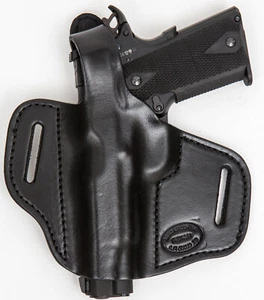Beretta APX Compact Leather Gun Holster OWB Left Hand Black On Duty Thumb Break - Bild 1 von 1