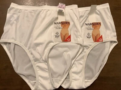 Set of 2 Warner's Not So Innocent Nudes Brief Panties 5129 White Size 9 NWT - Image 1 of 4
