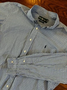 Vintage Ralph Lauren Classic Fit Herren XL blau Gingham kariert Button Down Pony - Bild 1 von 6