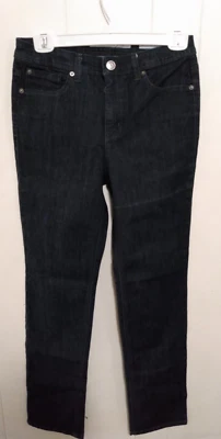 Pantalones de mezclilla para mujer Jones New York talla 6 Lexington pierna recta tiro alto con joyas oscuros Foto 1 de 4