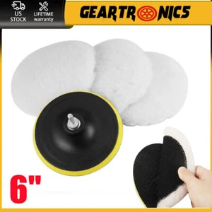 5PCS 6" Buffing Polishing Pad Wool Wheel Mop Kits For Car Polisher Drill Adapter - Picture 1 of 14