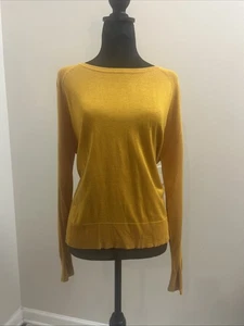Zara Mustard Yellow Marigold Long Dolman Sleeve Knit Cropped Sweater Medium - Picture 1 of 6