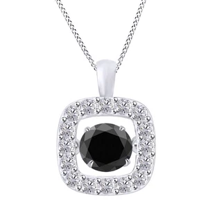 1.15Ct Round Shape 100% Natural Earthmind Black Diamond Pendant In 925 Silver - Picture 1 of 1