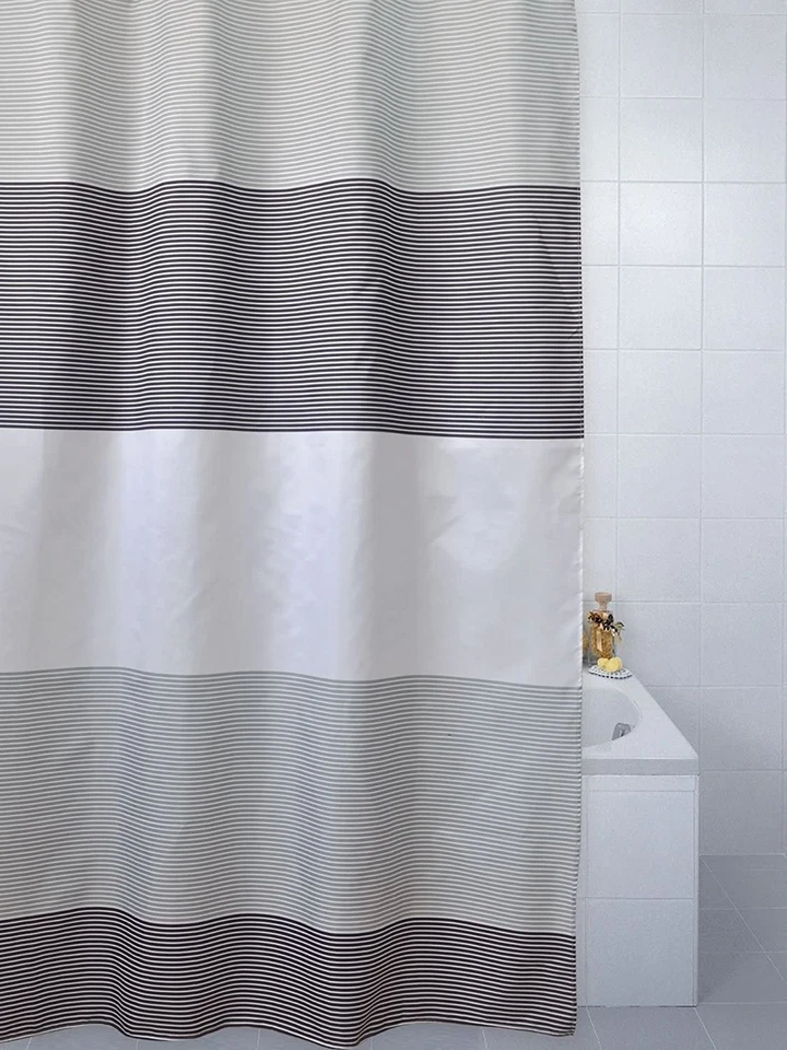 Blue Canyon Shower Curtain - Polyester - Horizon White, Grey & Black - 180cm x