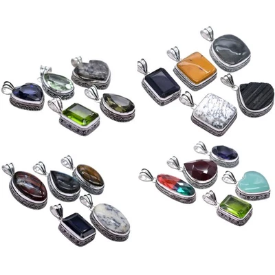 Natürlich & Mix Edelstein Anhänger Menge 925 Sterling Versilbert Designer - Bild 1 von 4