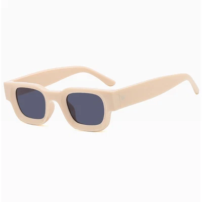 Gafas de sol retro cuadradas con marco beige para hombres mujeres al aire libre sombra fiesta Foto 1 de 4