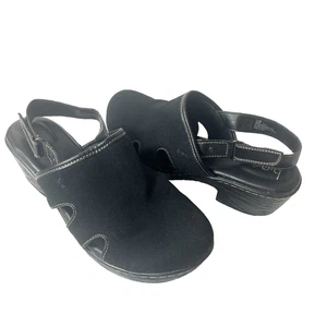 Born b.o.c Shoes Comfort Casual Heel Womens Sz 11 M Black Canvas Sling Back Clog - Picture 1 of 10