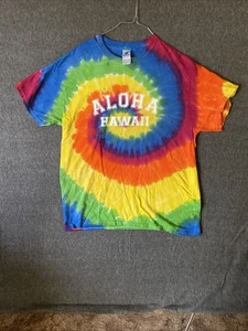 Tono de color, talla grande tie-dye aloha hawaii camiseta cuello redondo, algodón, colorido - Imagen 1 de 5