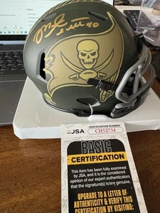 MIKE ALSTOTT SIGNED TAMPA BAY BUCCANEERS STS 4 MINI HELMET JSA COA - Picture 1 of 5
