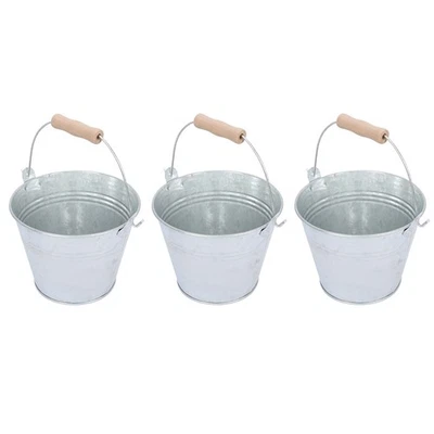  3 pezzi di stoccaggio di ferro, secchio di grande capacità maniglia benna di - Immagine 1 di 4