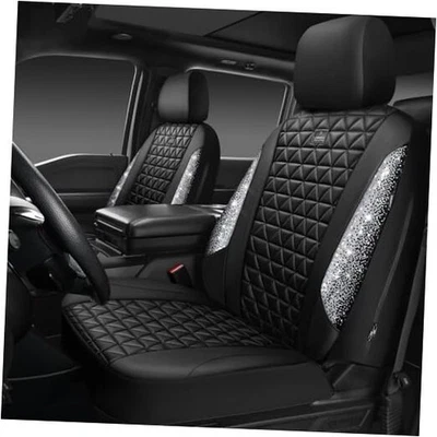 Fundas de asiento de auto de cuero diamante brillante CAR PASS dos asientos delanteros plata diamante Foto 1 de 4