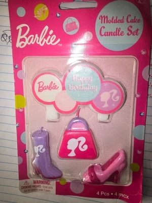 NUEVO Juego de velas moldeadas para pasteles Barbie - Decoración de fiesta de cumpleaños - 4 piezas - Rosa y púrpura Foto 1 de 4