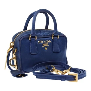 PRADA Tasche Schulter Mini Pouch Satin Blau Gold Damen - Bild 1 von 23