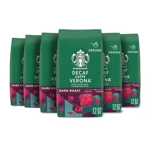 Starbucks Ground Coffee, Dark Roast Decaf Caffè 12 Ounce (Pack of 6) - Picture 1 of 7