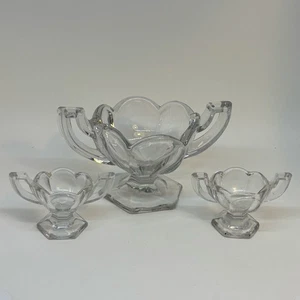 Set of Three Pressed Glass Bowls/Dishes with Handles - Picture 1 of 8