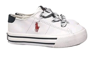 Polo Kids Sneaker SZ 5 Youth Ralph Lauren Low Top Sneaker In White Toddler - Picture 1 of 6