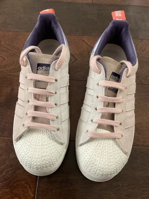 B SUPERSTAR BOLD TRAINERS  ARE AWESOME SIZE 6 PINK  GREY - Image 1 of 4