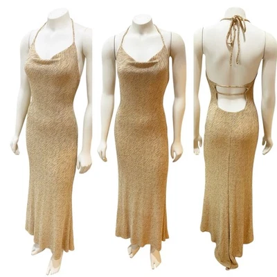 Vestido halter con estampado de tigre plateado brillante dorado espalda abierta 7/8 Y2K Jump Apparel Foto 1 de 4