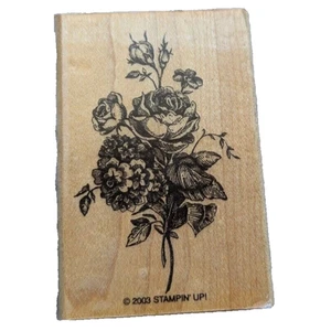 Stampin' Up! Bouquet Flowers Roses 2003 Rubber Stamp Wood #G88 - Picture 1 of 4