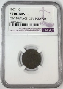 1867 1C Indian Head Cent NGC AU Details # - Picture 1 of 4