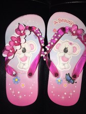 Girls Koala Flower Thongs Pink Like New